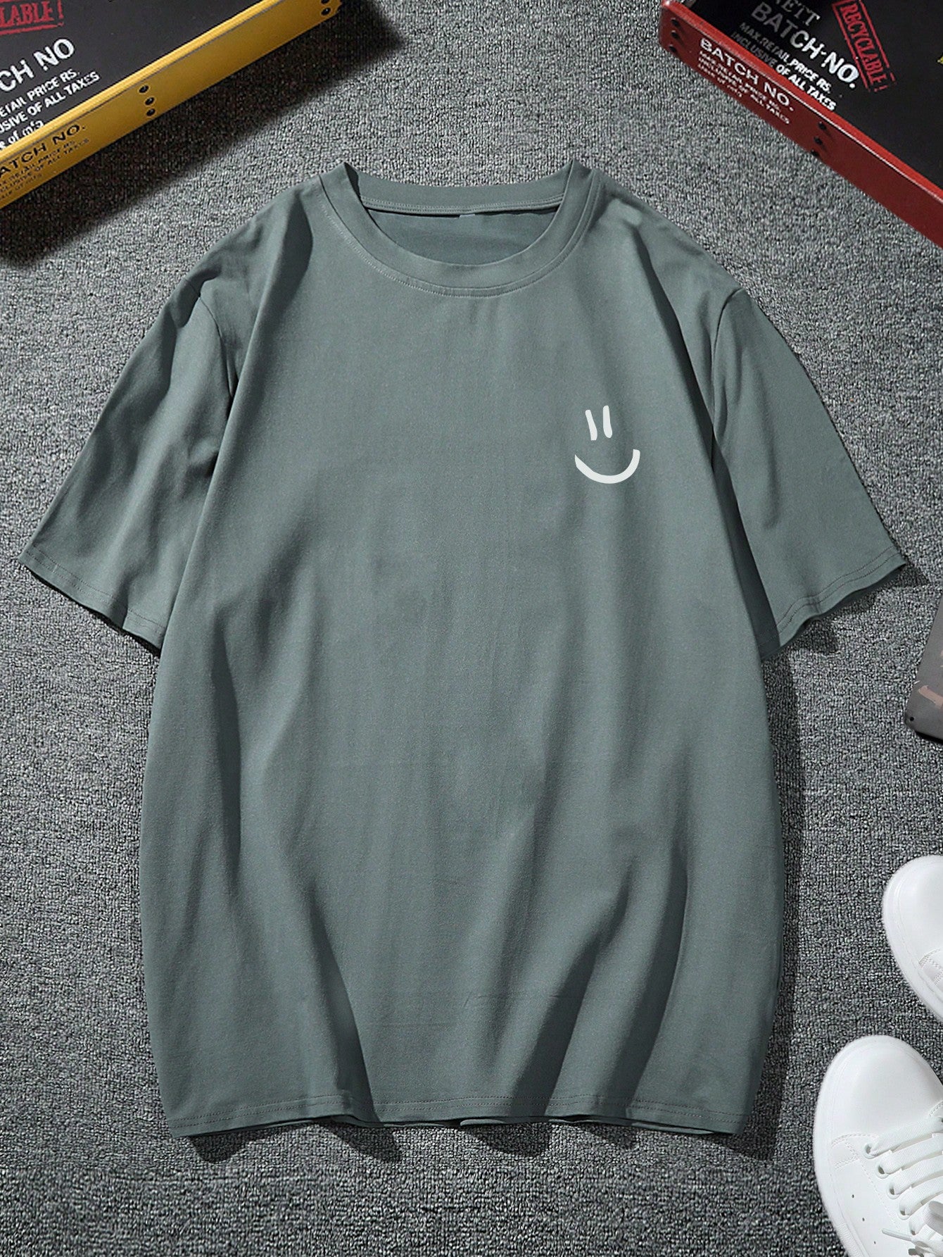 Manfinity Homme Men Expression Print Drop Shoulder Tee Green