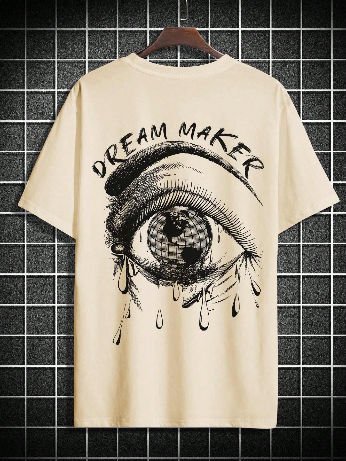 Manfinity EMRG Men Eye & Letter Graphic Drop Shoulder Tee Khaki