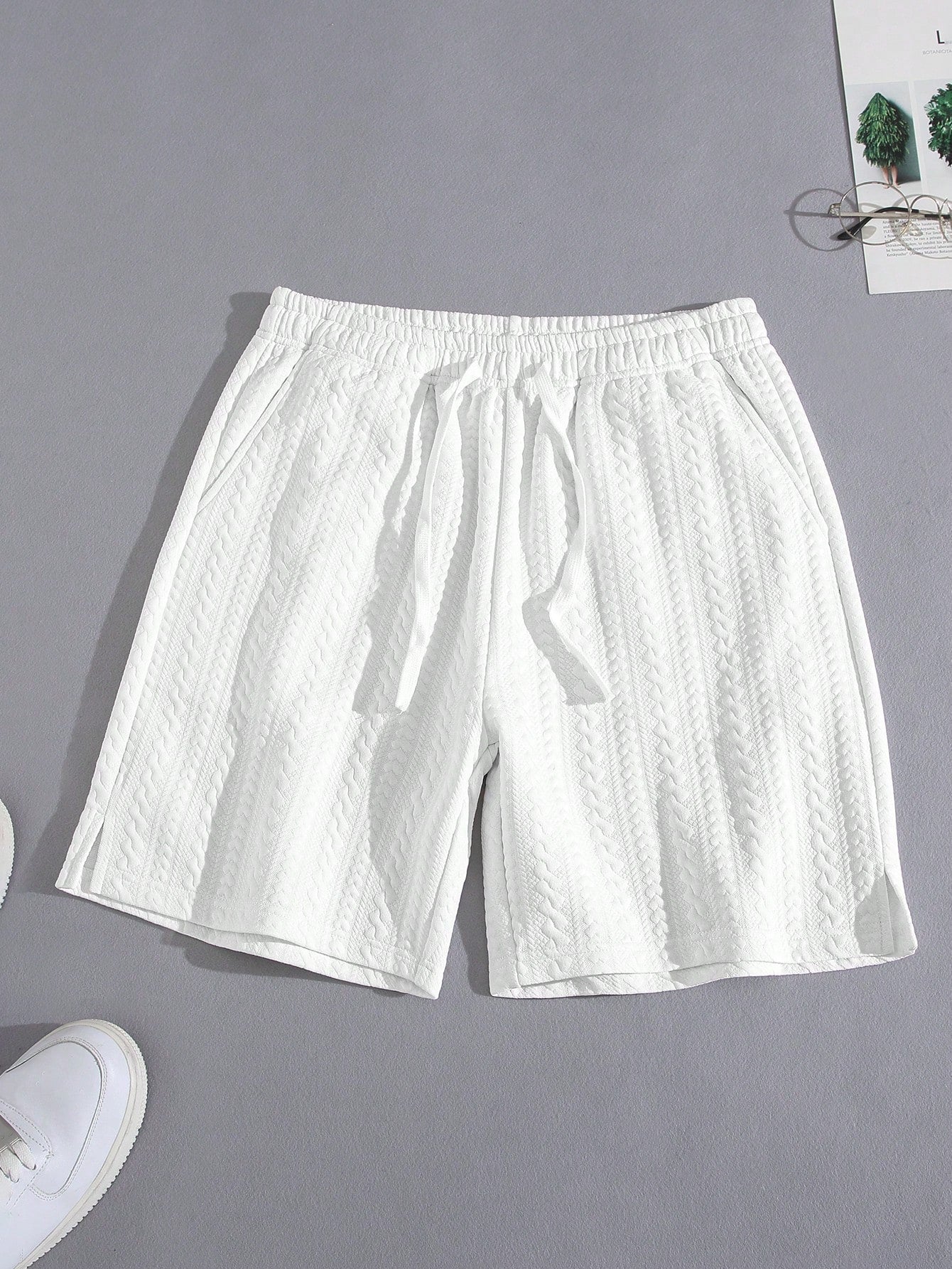 Men's Casual Jacquard Tennis Shorts White