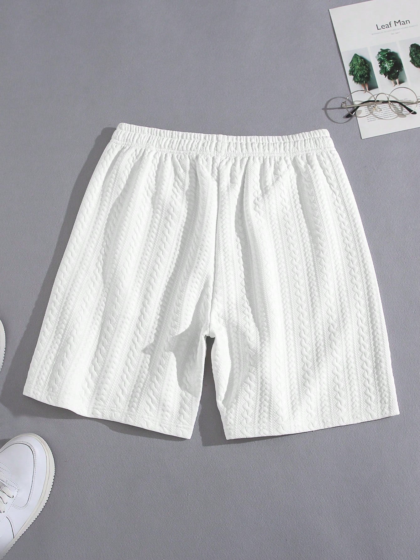 Men's Casual Jacquard Tennis Shorts White
