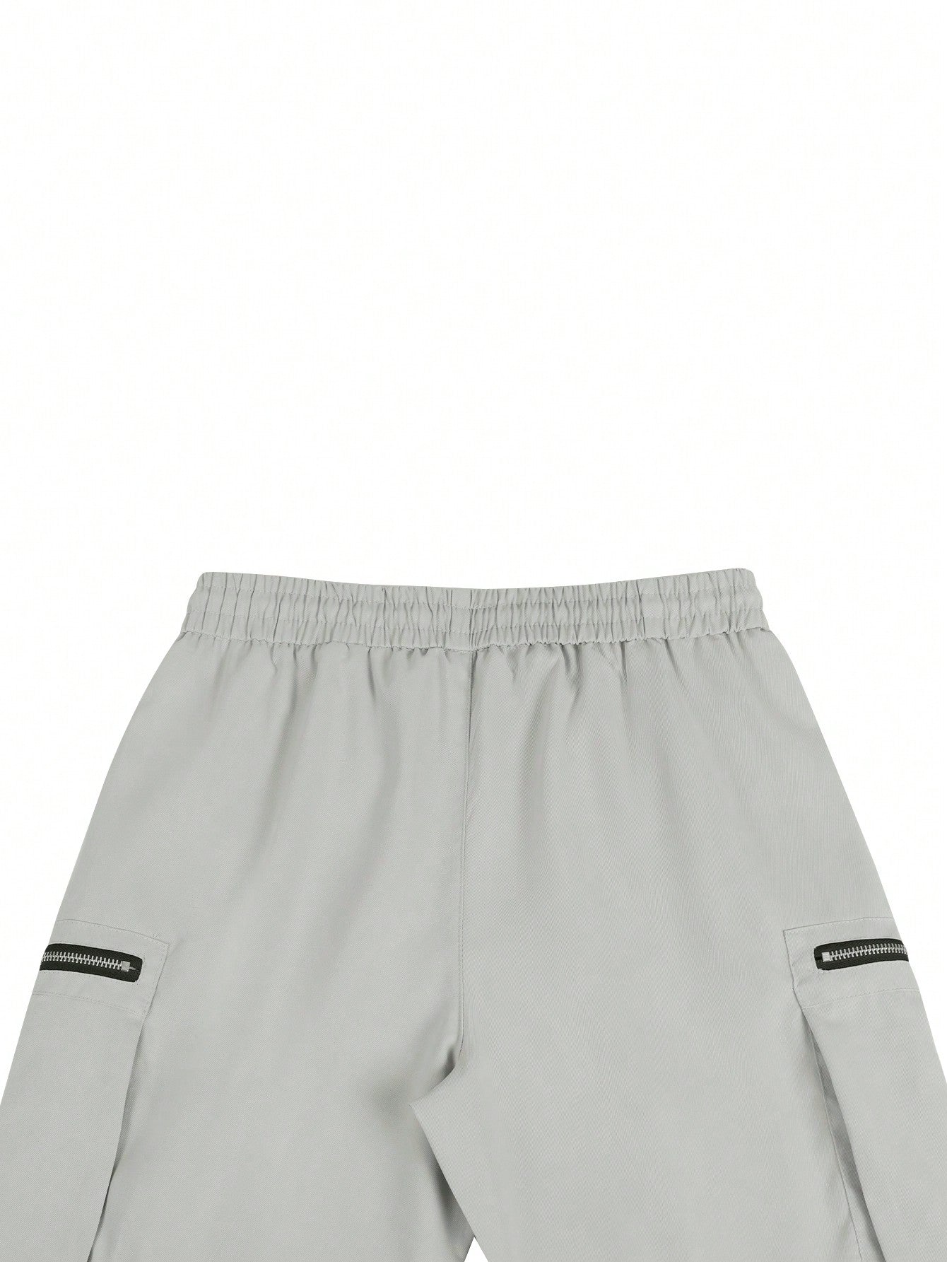 Manfinity EMRG Men's Zipper Design Drawstring Waist Summer Shorts Cargo Plain Cream Street Wear Light Grey