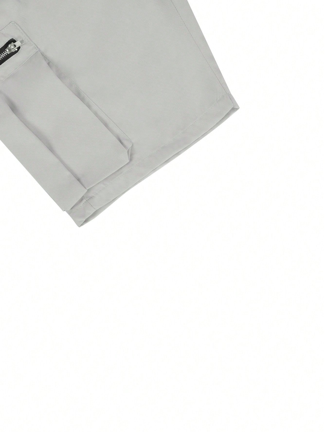 Manfinity EMRG Men's Zipper Design Drawstring Waist Summer Shorts Cargo Plain Cream Street Wear Light Grey