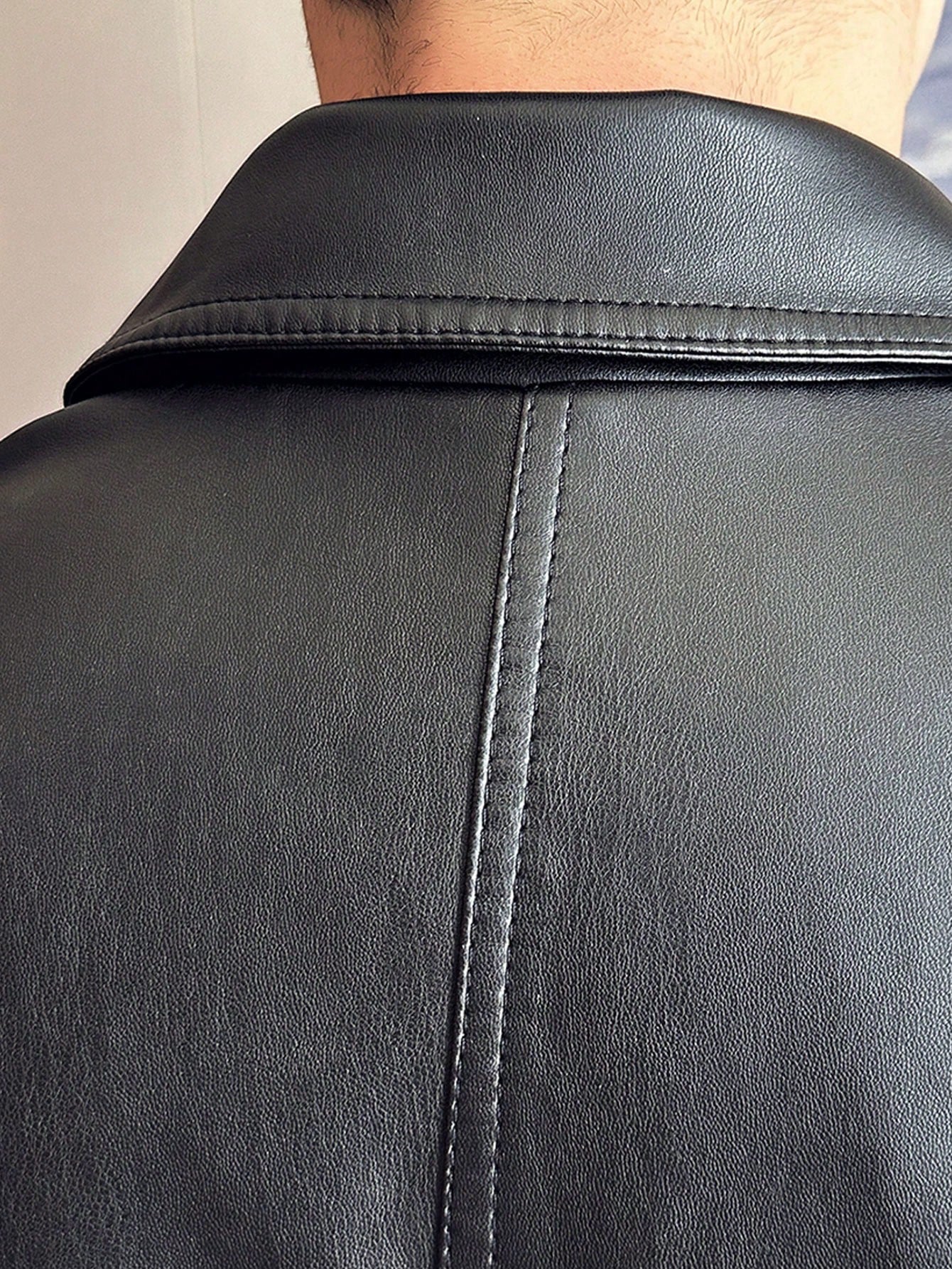 Men's Fashionable Pu Leather Jacket, Spring & Autumn Motorcycle Coat For Outdoor Activities Black