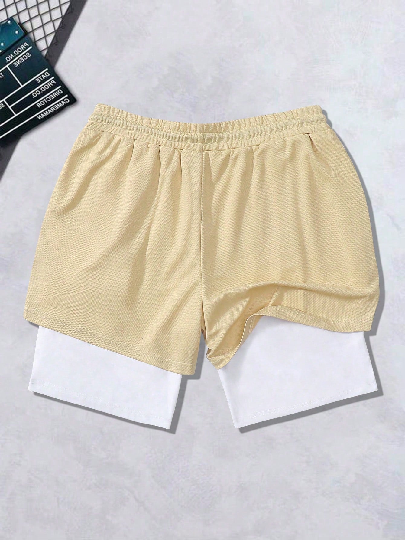 Manfinity LEGND Men's Slogan & Cross Printed Drawstring Waist Casual Double-Layer Shorts, For Husband, Boyfriend Gifts Multicolor