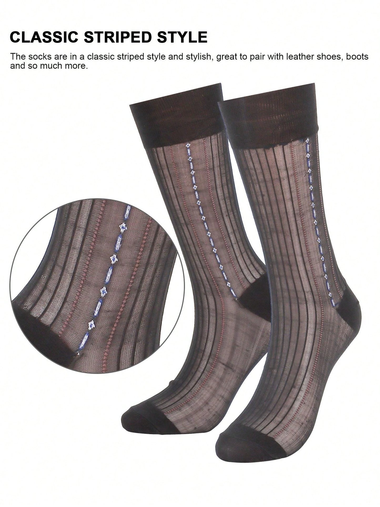 5 Pack Mens Ultrathin Breathable Silk Sheer Dress Socks Soft Mid Calf Work Trouser Socks 5 Colors