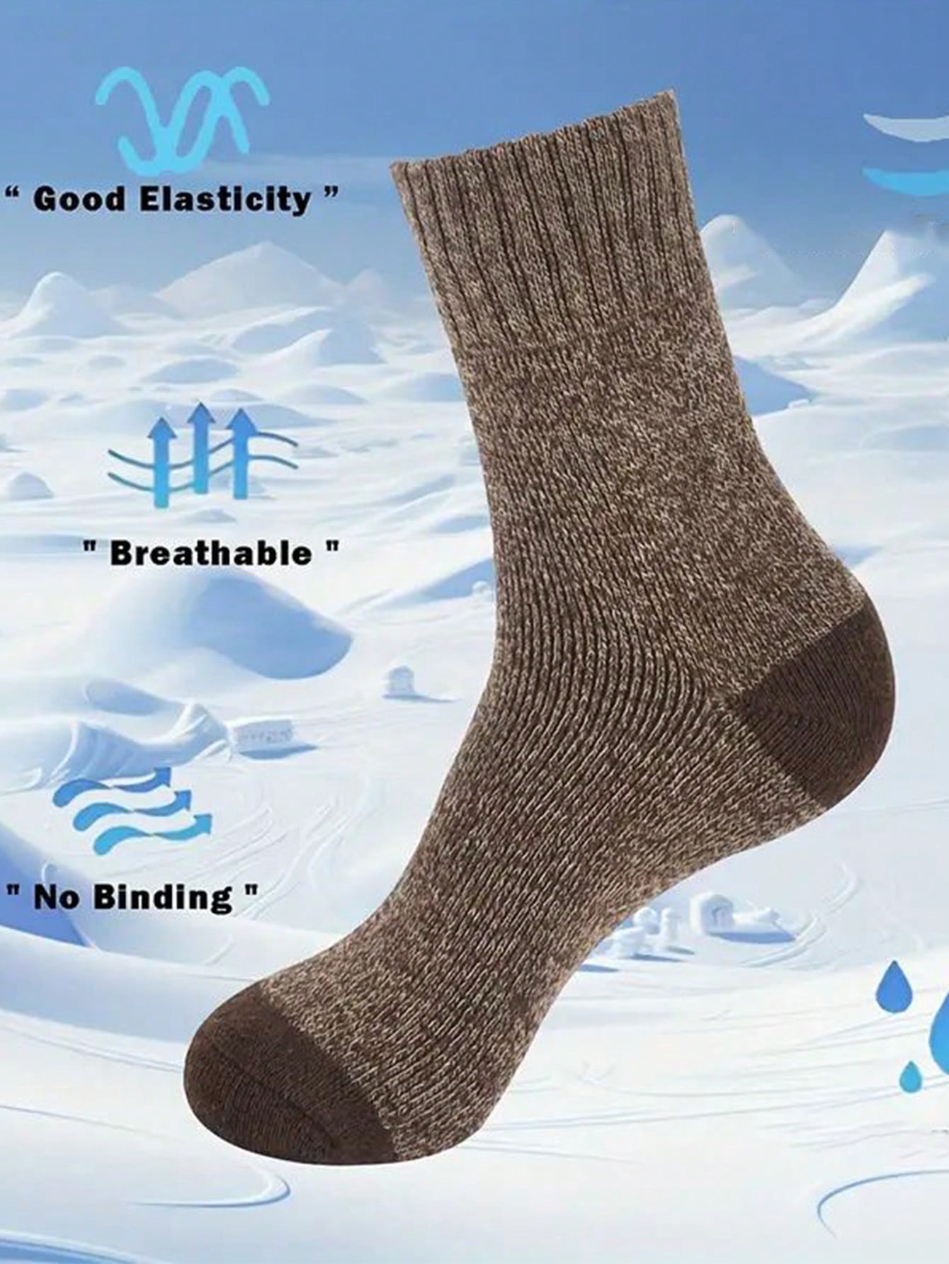 5 Pairs Men's Warm Thermal Lined Thermal Socks, Thick Cushioned Mid-Calf Hiking Socks, Fit US Size 4.5-9 / UK Size 3.5-8 / EU Size 36-43, Winter Multicolor