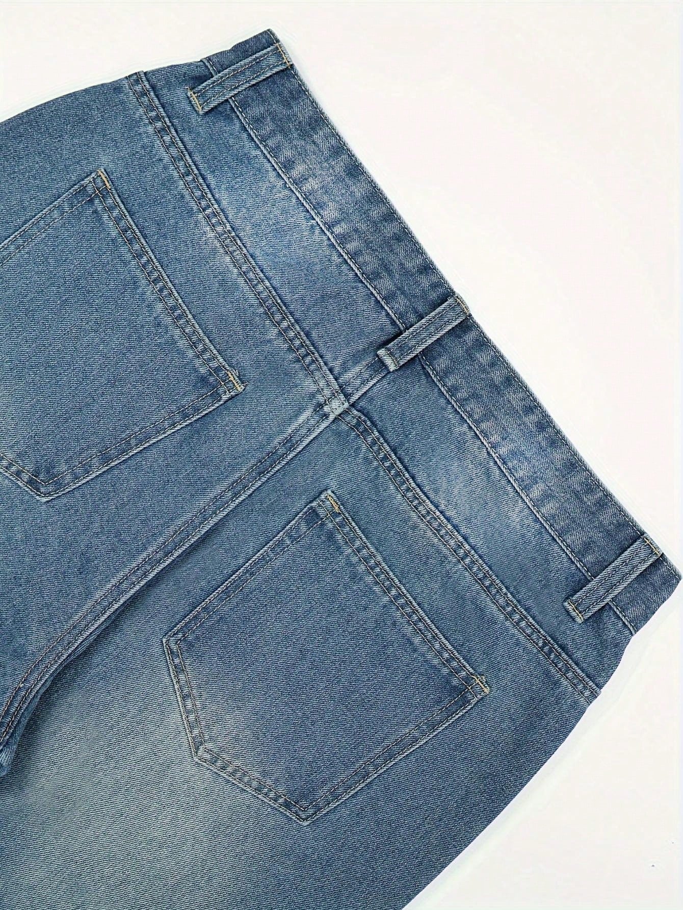 Men's Retro Loose Fit Jeans, Versatile Casual, Suitable For All Seasons Blue