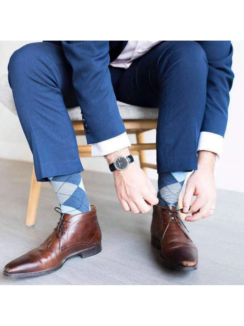 3-12 Pairs Mens Diamond Argyle Cotton Mid Calf Crew Work Dress Socks Size 10-13 12 Pairs