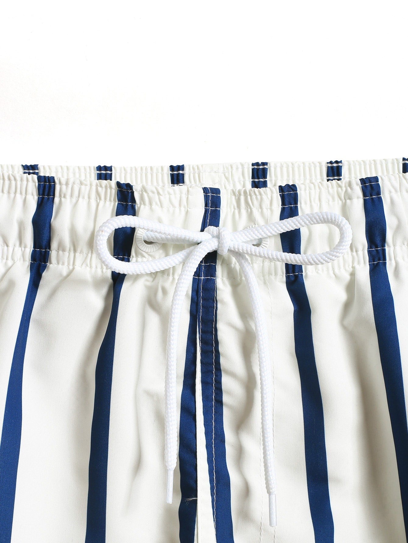 Manfinity Swimmode Men Striped Letter Patched Detail Drawstring Waist Swim Shorts Pool Shorts For Beach, Vacation White