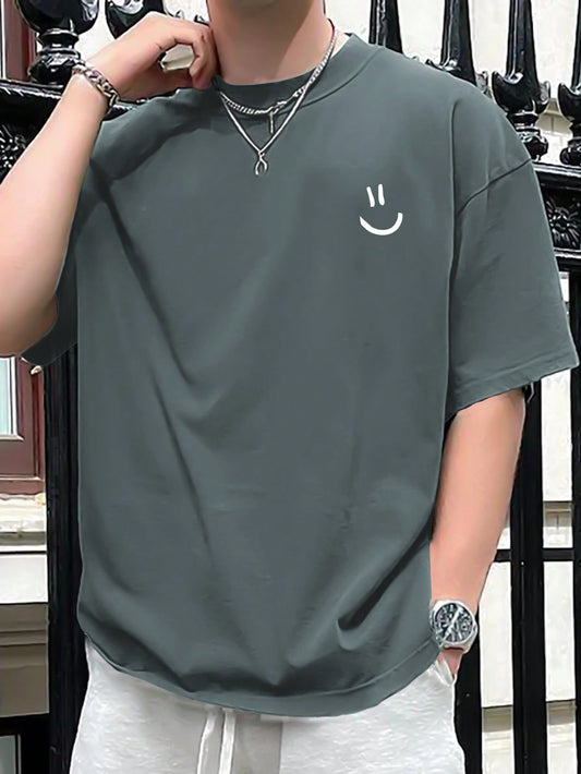 Manfinity Homme Men Expression Print Drop Shoulder Tee Green