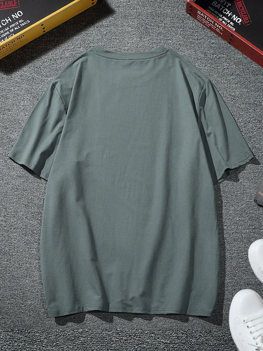 Manfinity Homme Men Expression Print Drop Shoulder Tee Green