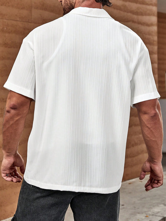 Manfinity KASUA Men Summer Casual Solid Button Up Shirt White