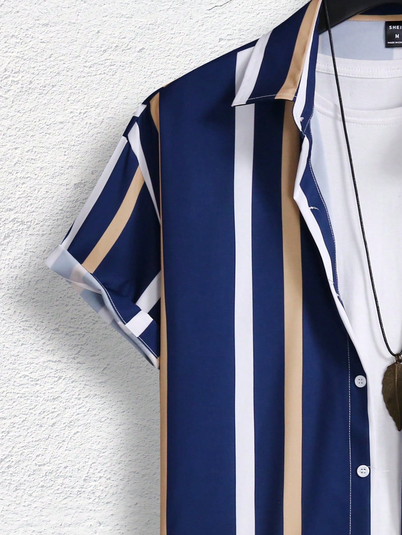 Manfinity Homme Men Striped Print Shirt Navy Blue