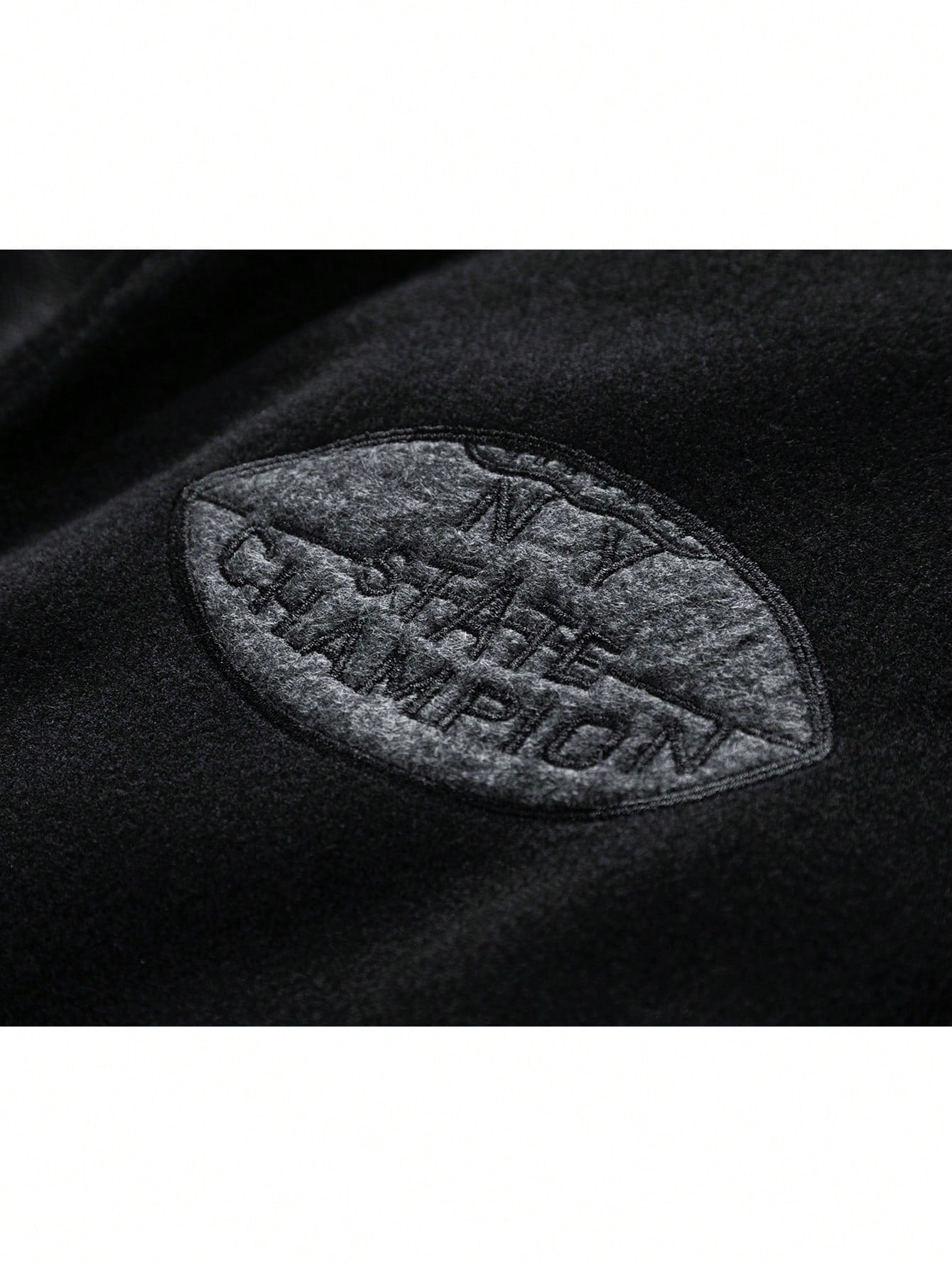 Men Letter Patched Striped Trim PU Leather Sleeve Jacket Black