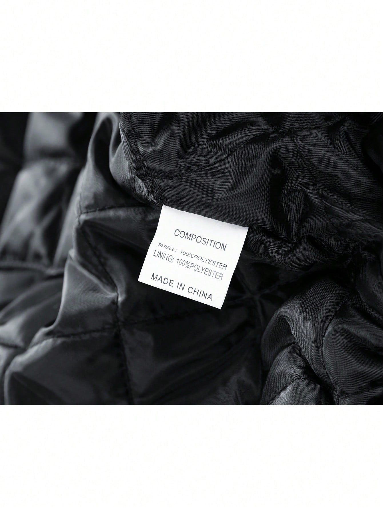 Men Letter Patched Striped Trim PU Leather Sleeve Jacket Black