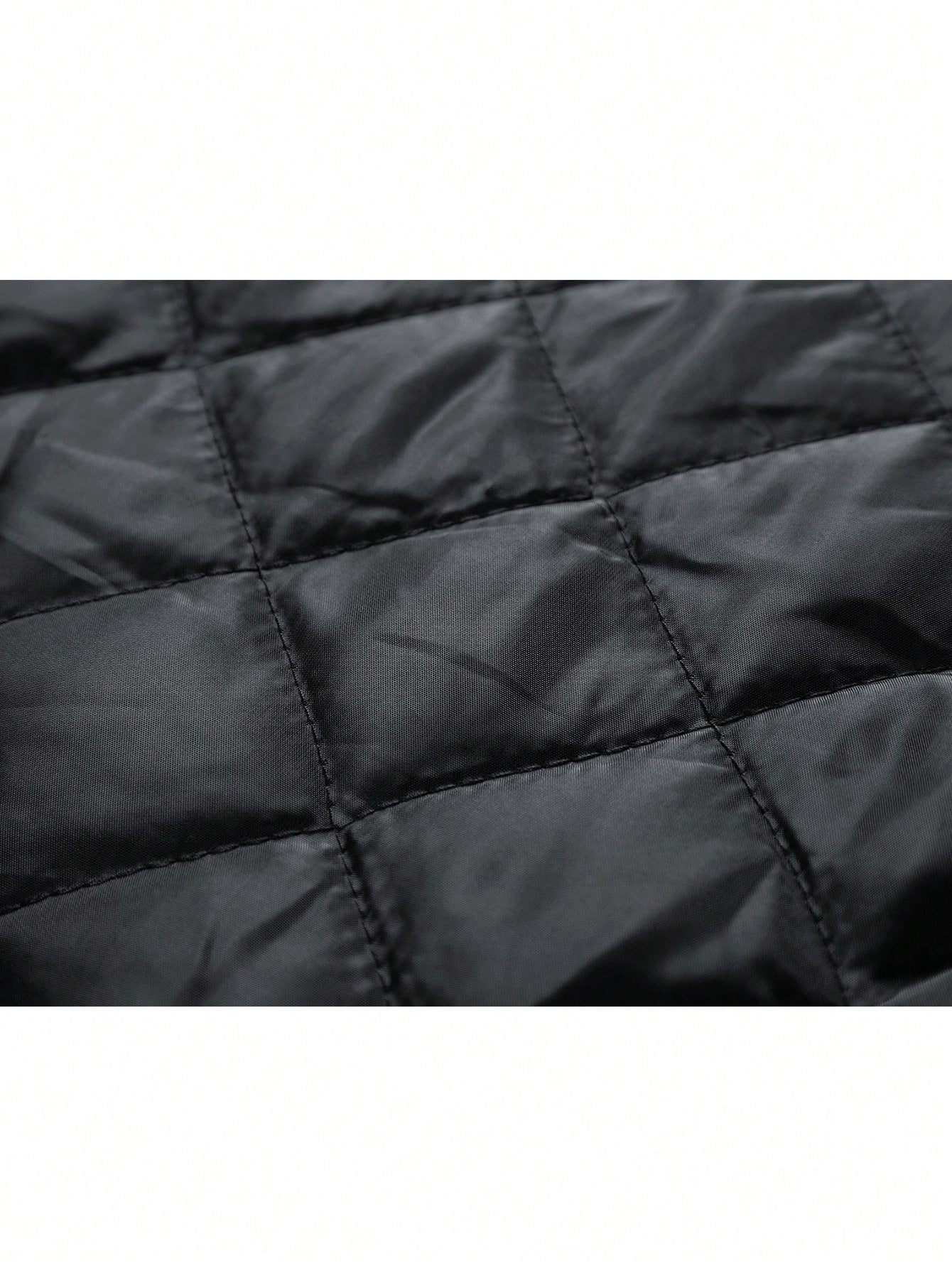 Men Letter Patched Striped Trim PU Leather Sleeve Jacket Black