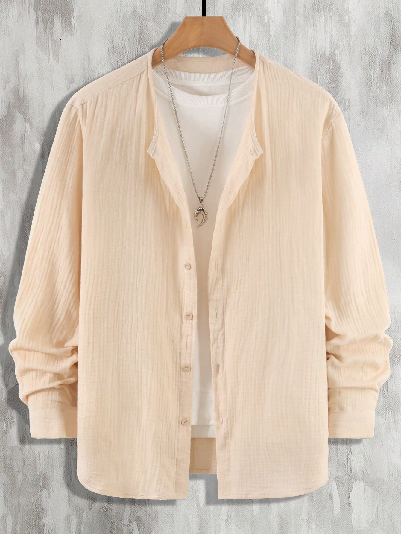 Manfinity Homme Men Solid Button Up Shirt Apricot