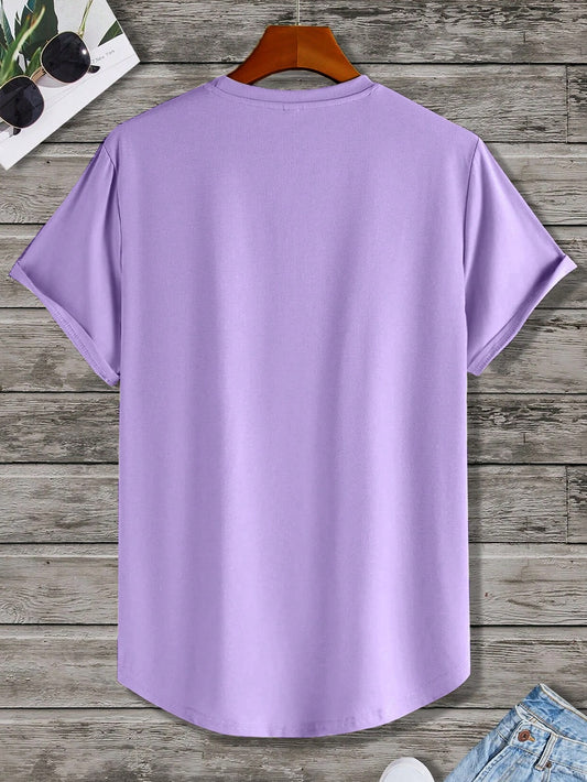 Manfinity Homme Men Letter Graphic Curved Hem Tee Purple
