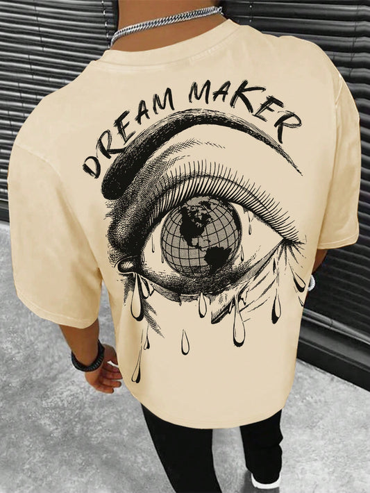 Manfinity EMRG Men Eye & Letter Graphic Drop Shoulder Tee Khaki