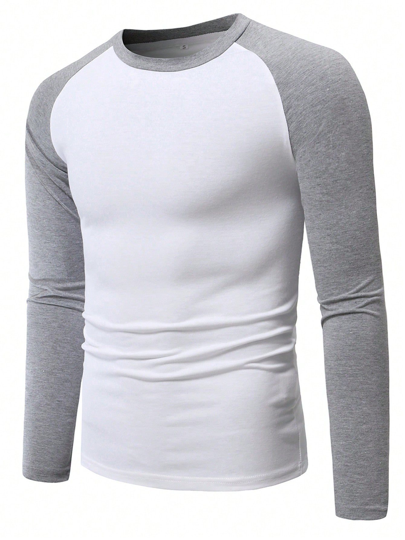 Manfinity Homme Men Color Block Raglan Sleeve Tee Light Grey