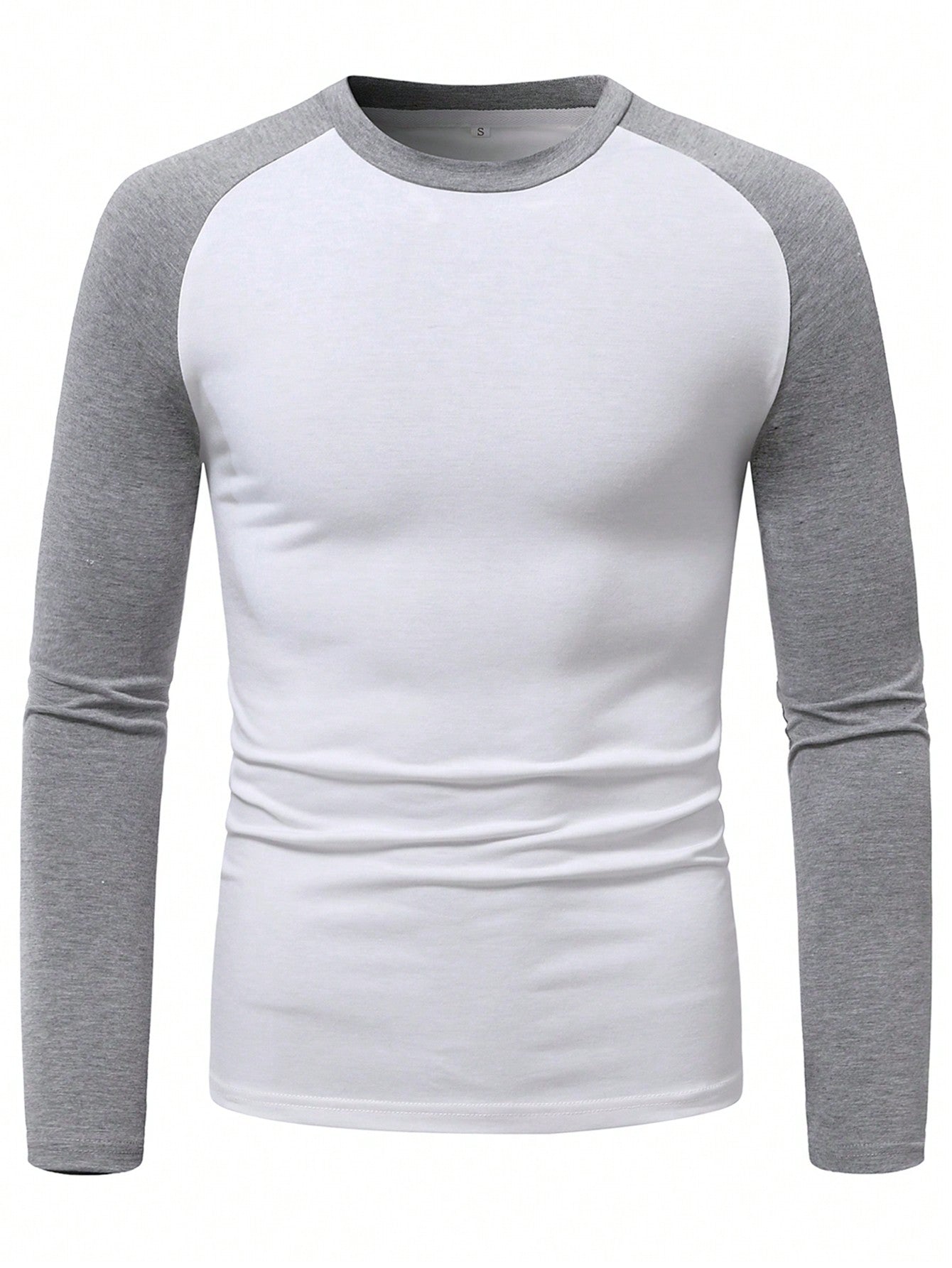 Manfinity Homme Men Color Block Raglan Sleeve Tee Light Grey