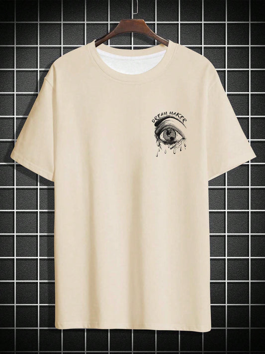 Manfinity EMRG Men Eye & Letter Graphic Drop Shoulder Tee Khaki