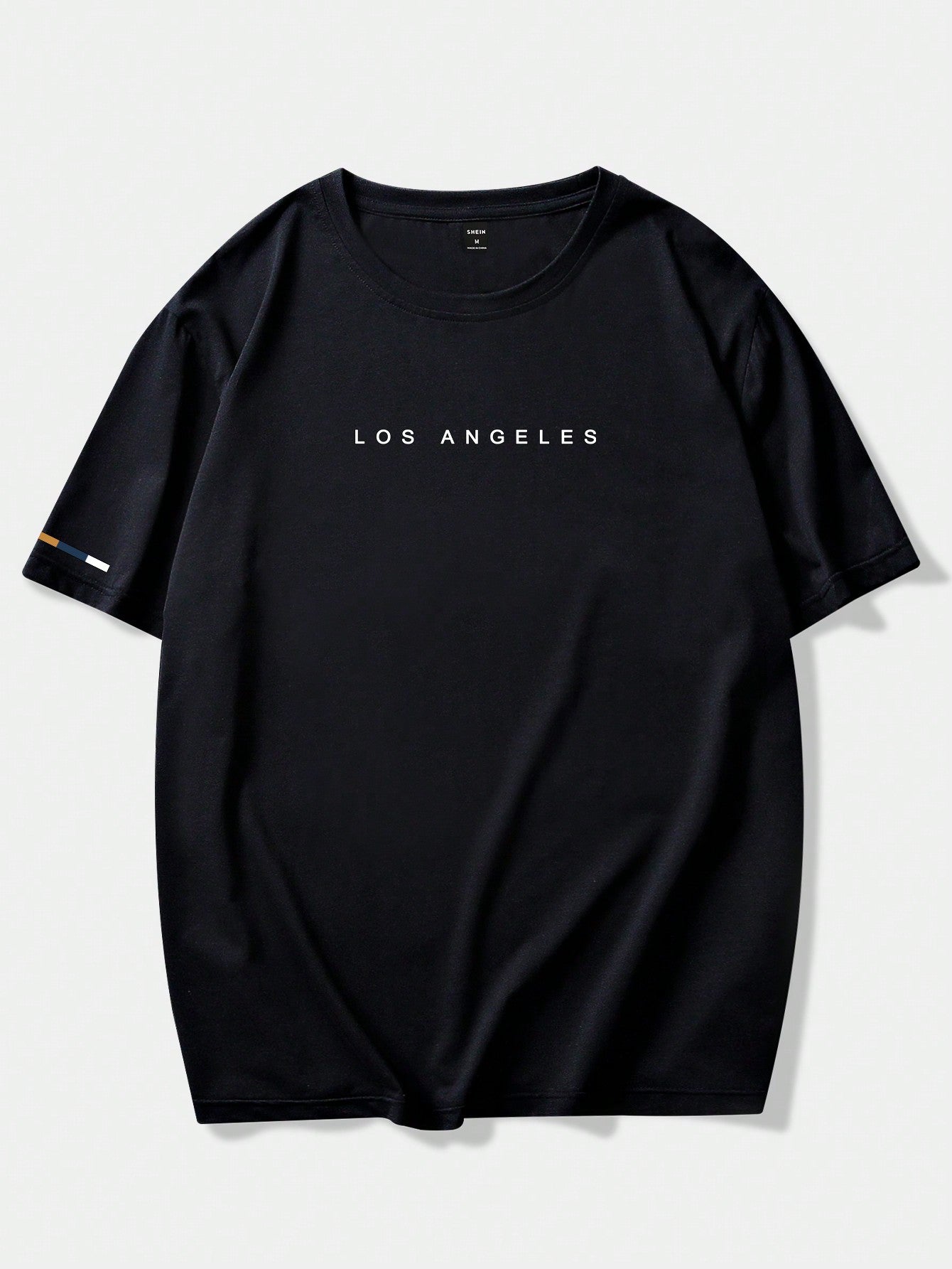 Manfinity Homme Men's Casual Short Sleeve T-shirt With Text Print, Round Neck Black