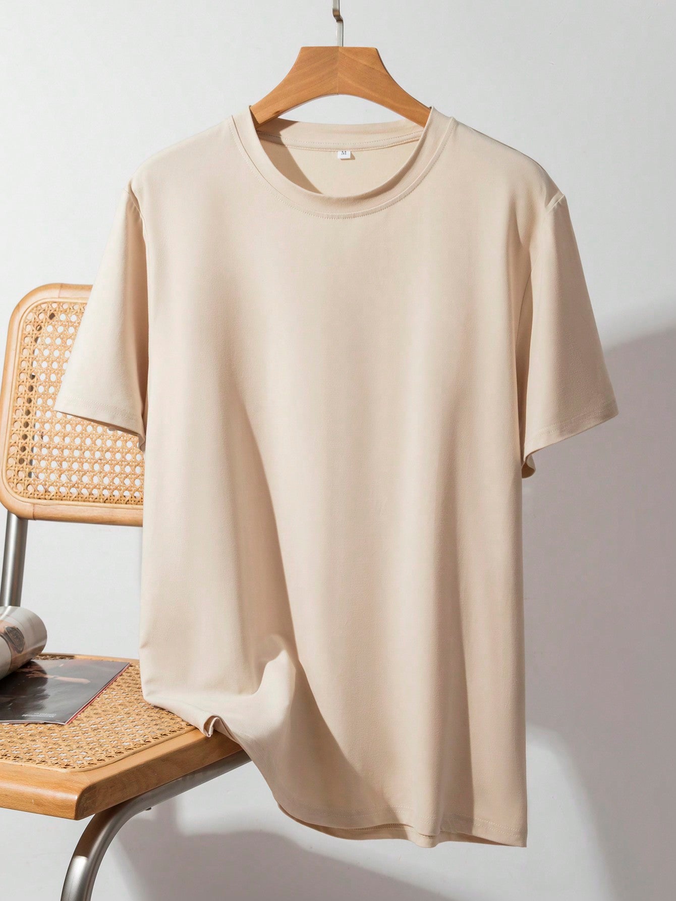 Manfinity Homme Men Solid Color Short Sleeve Plain Casual T-Shirt, Boyfriend Gift Khaki