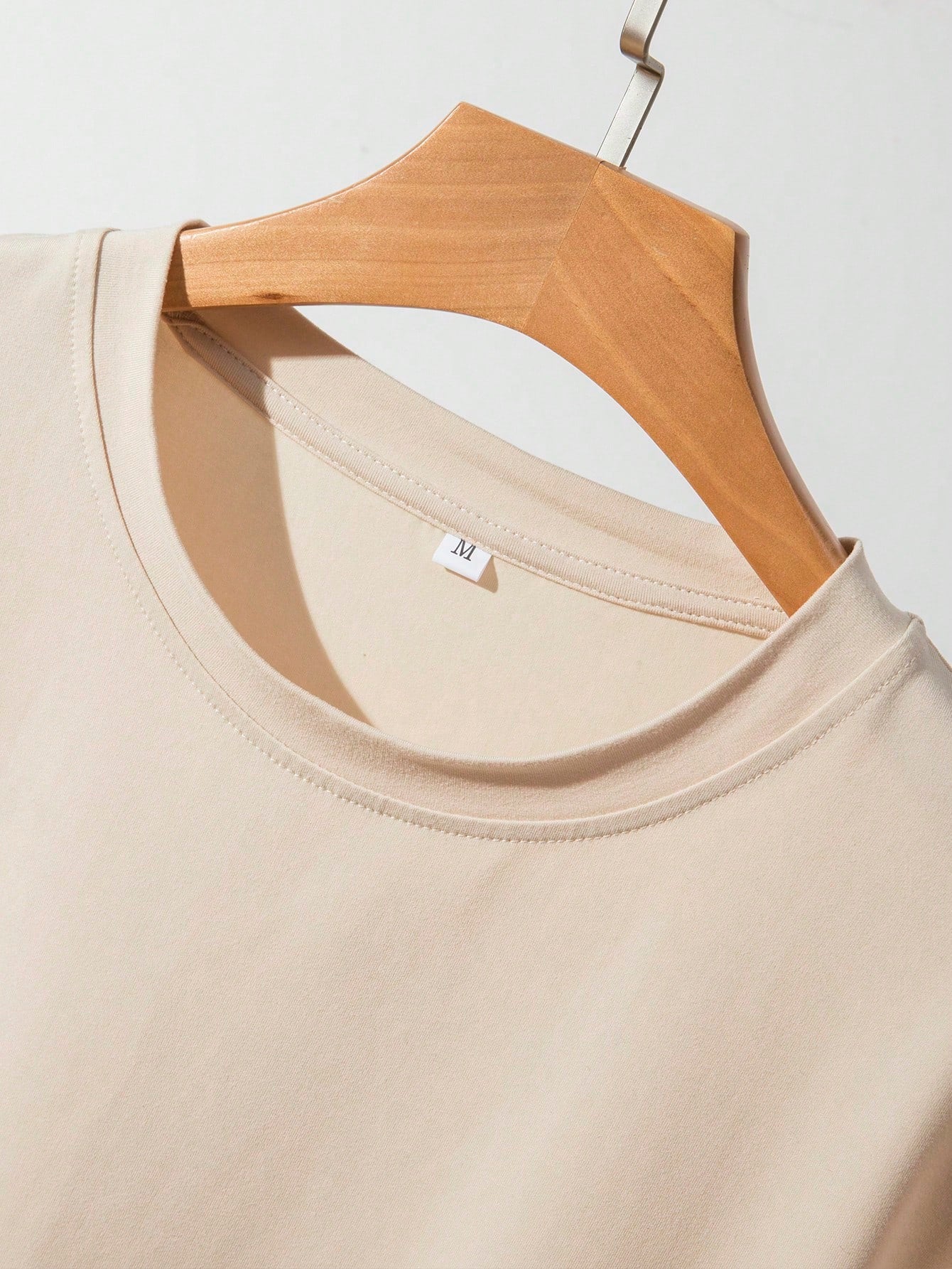 Manfinity Homme Men Solid Color Short Sleeve Plain Casual T-Shirt, Boyfriend Gift Khaki