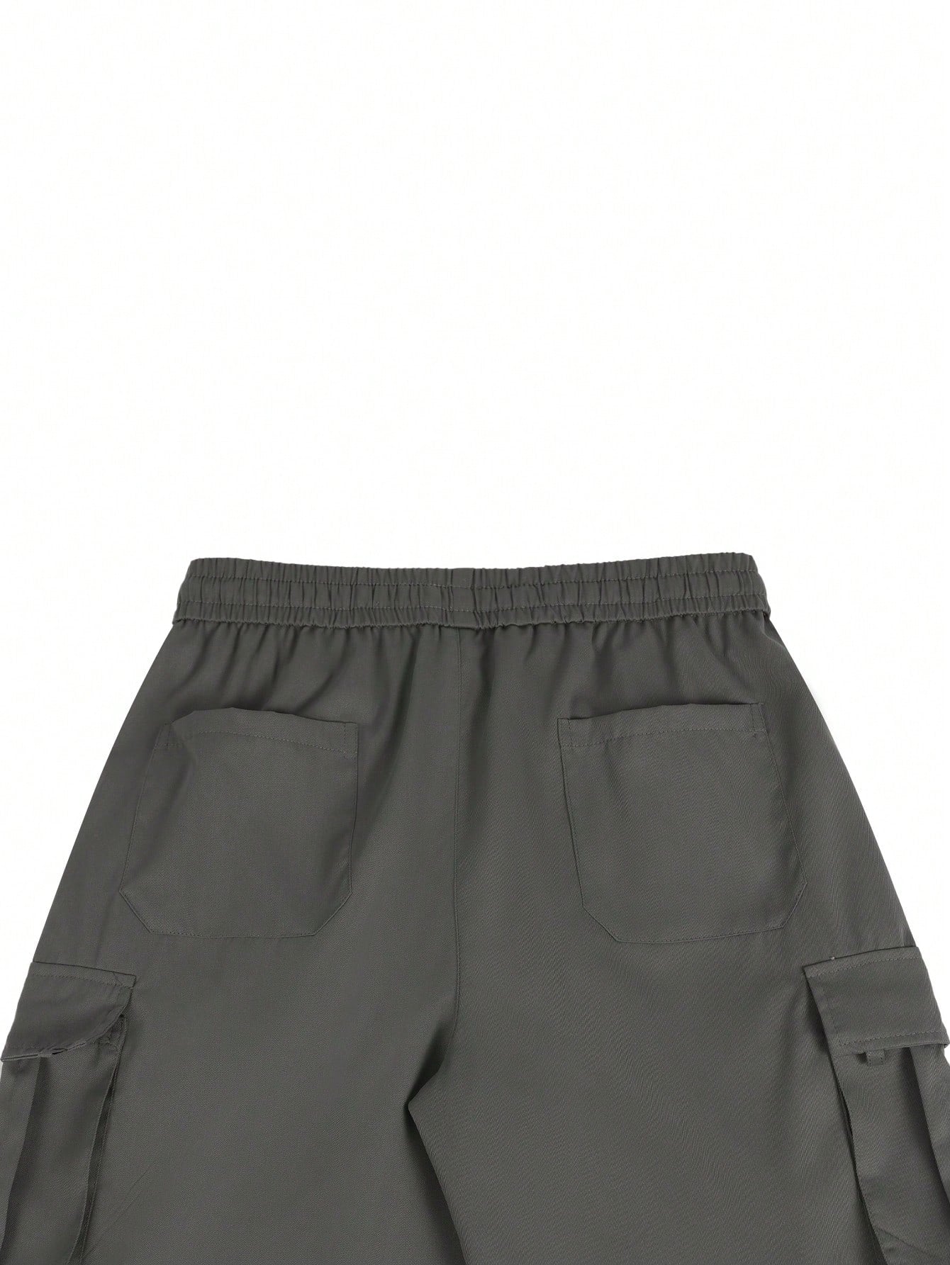 Manfinity EMRG Men's Loose Fit Drawstring Waist Flip Pocket Cargo Shorts Dark Grey