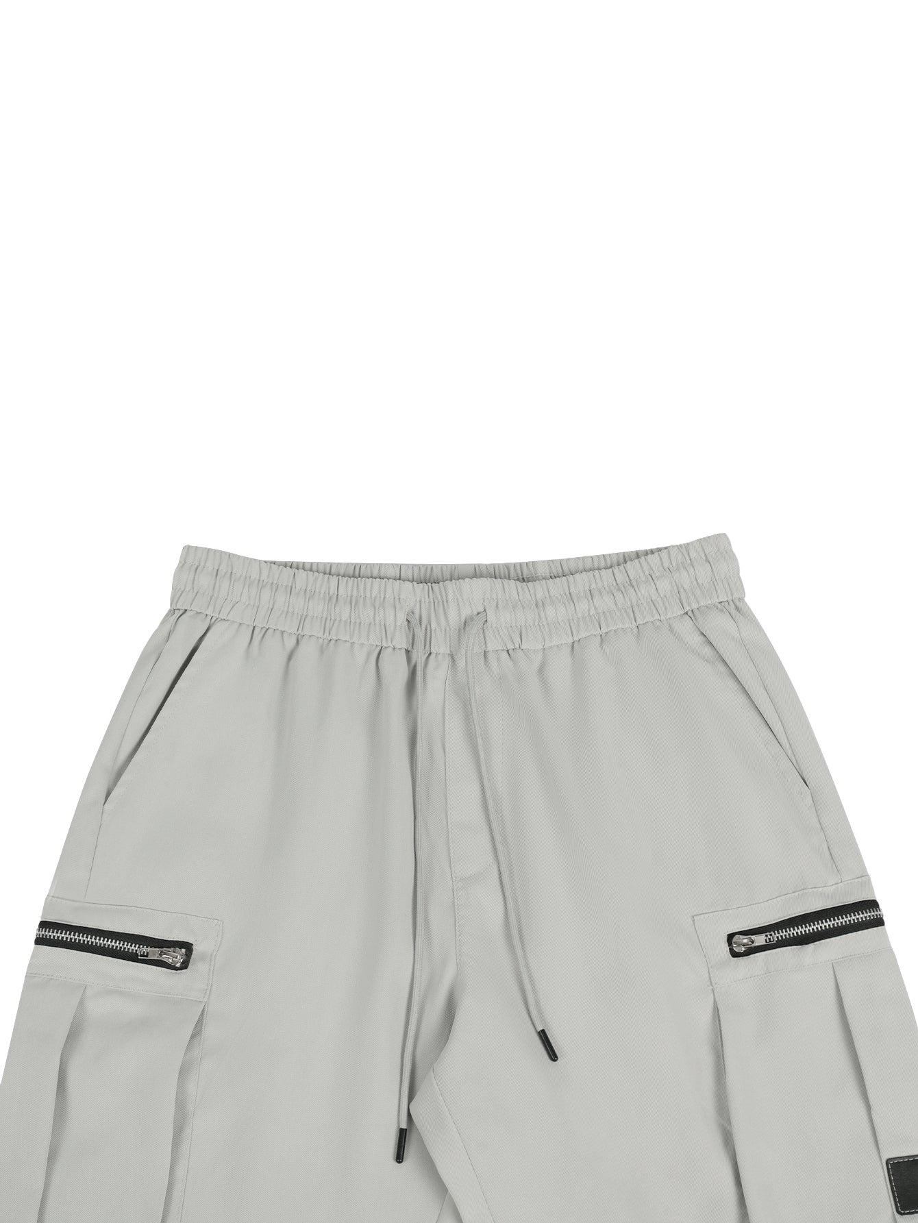 Manfinity EMRG Men's Zipper Design Drawstring Waist Summer Shorts Cargo Plain Cream Street Wear Light Grey