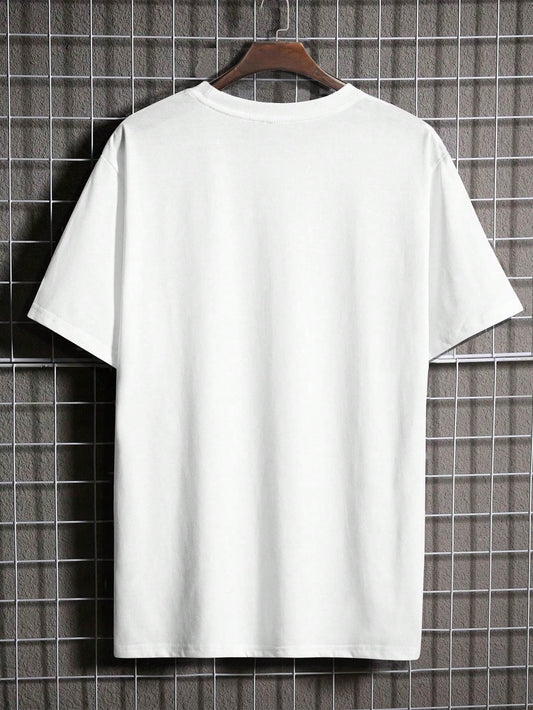 Manfinity Homme Men's Short Sleeve T-Shirt With Slogan Print White
