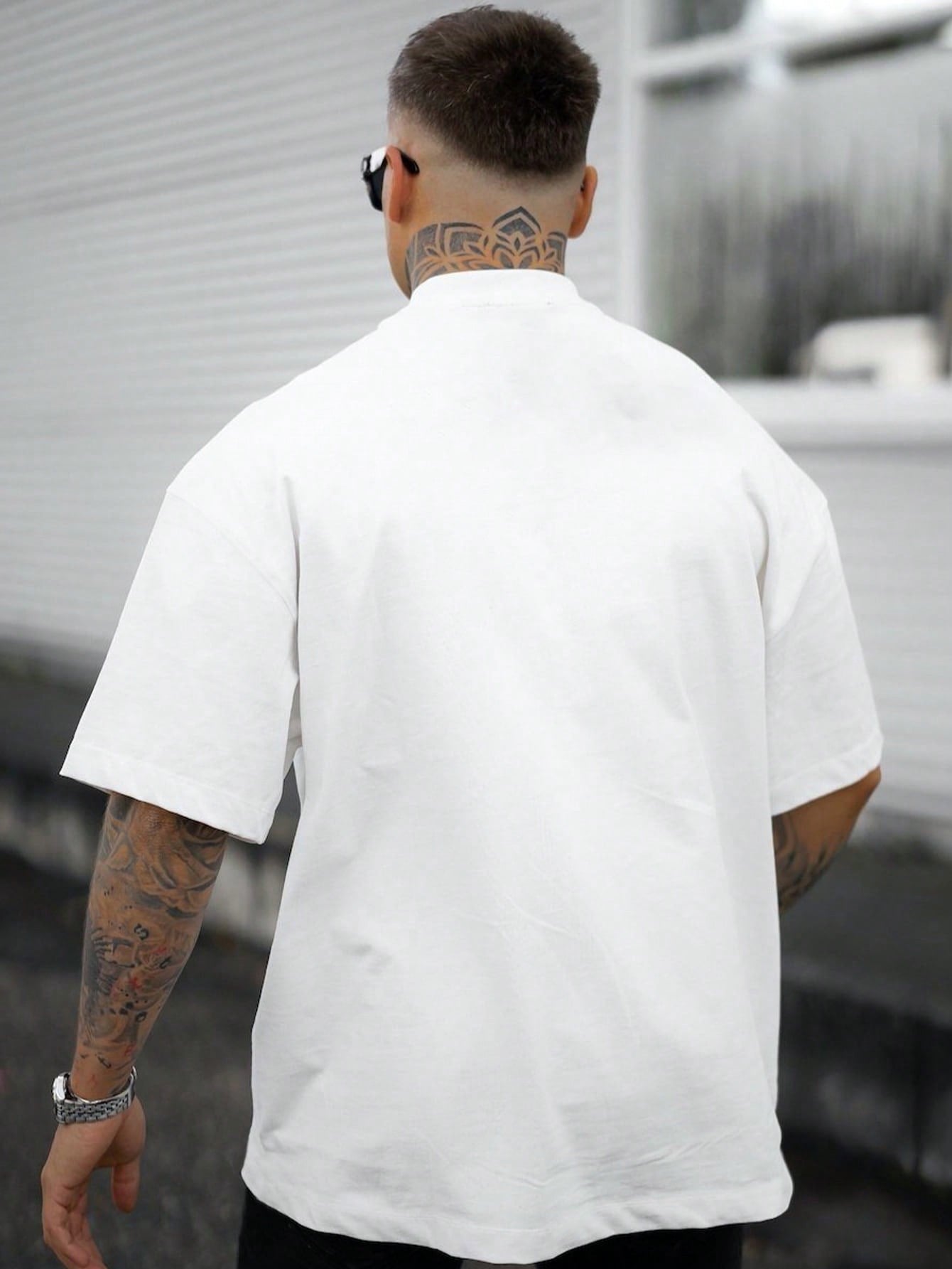 Men Letter Graphic Drop Shoulder Tee White