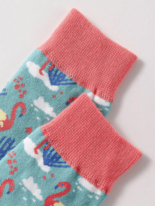 10pairs/Set Men's Mid-Calf Socks In Random Design With Basketball & Butterfly Printed, Soft, Comfortable, Anti-Odor & Moisture Absorbing Multicolor
