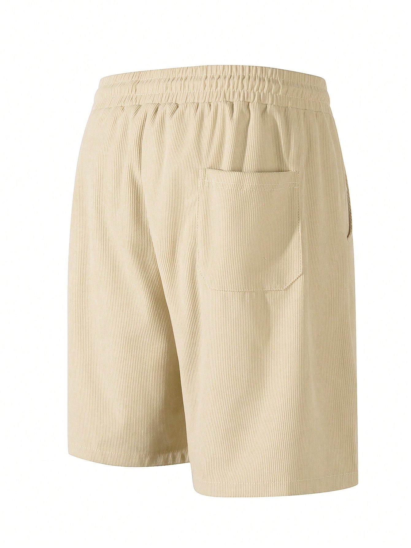 Men's Solid Color Drawstring Shorts With Pockets, Summer Casual Shorts Khaki