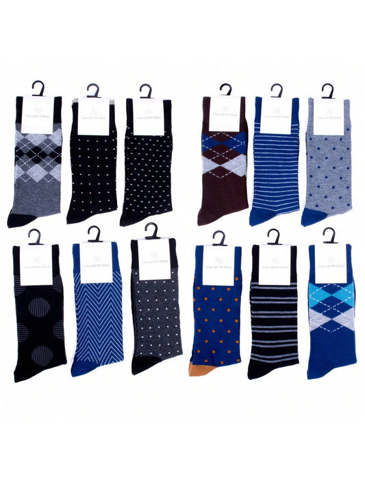 Mens 12 Pack Dress Socks - Premium Quality, Comfortable & Stylish, Assorted Colors Cool Collection