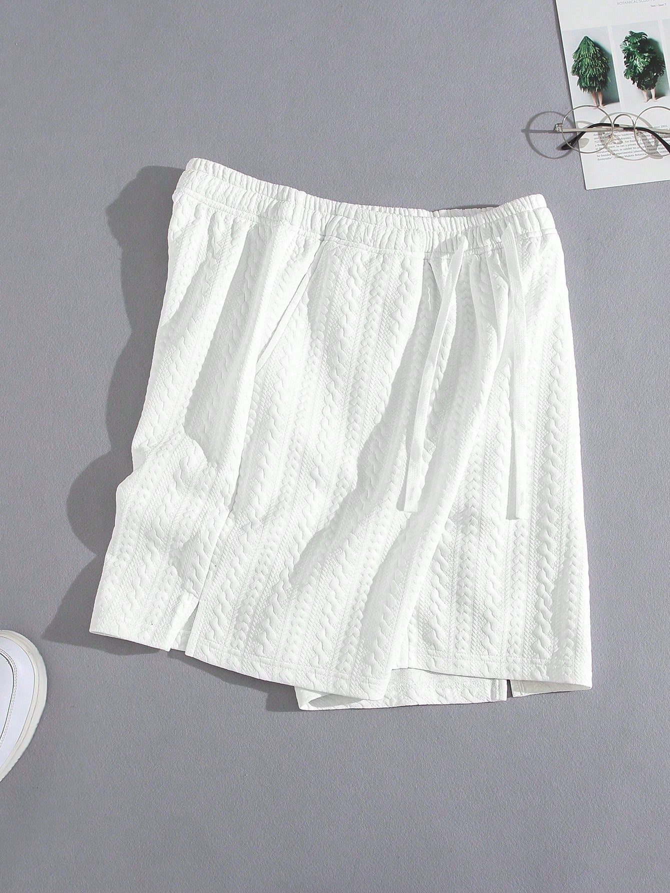 Men's Casual Jacquard Tennis Shorts White
