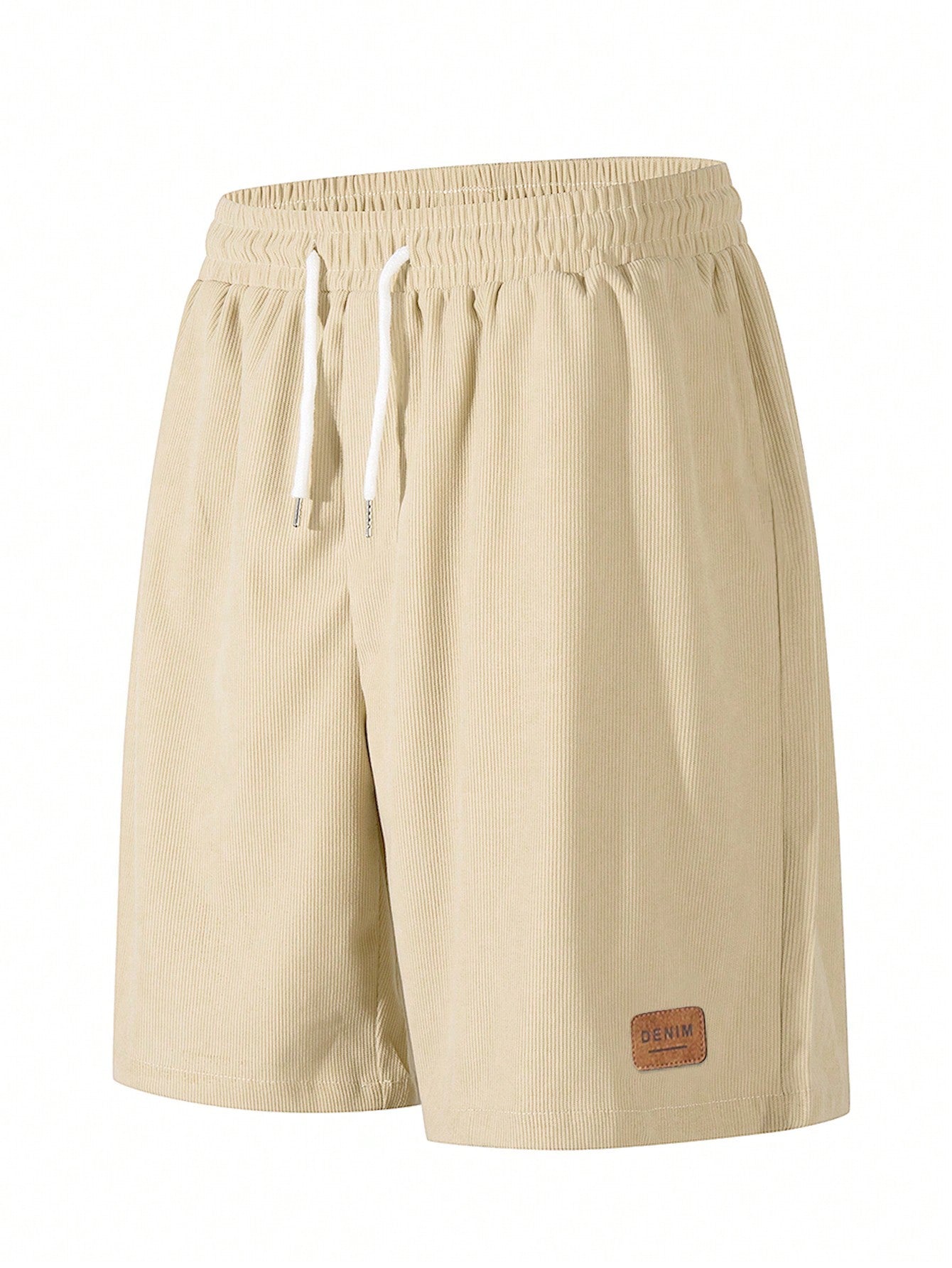 Men's Solid Color Drawstring Shorts With Pockets, Summer Casual Shorts Khaki
