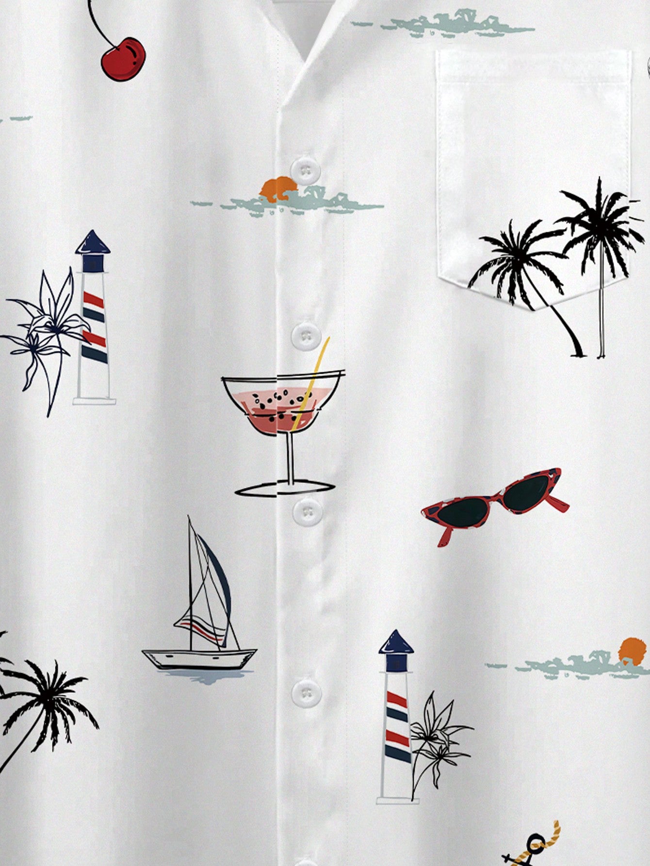 Manfinity RSRT Men's Button Up Floral & Palm Tree Print Graphic Short Sleeve Fashionable Casual Collar Shirt For Holiday, Vacation Multicolor