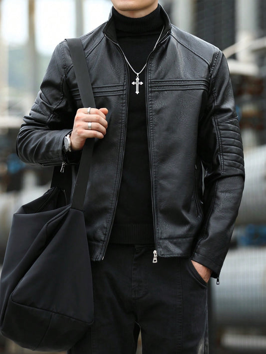 Men's Fashion Leather Jacket Black