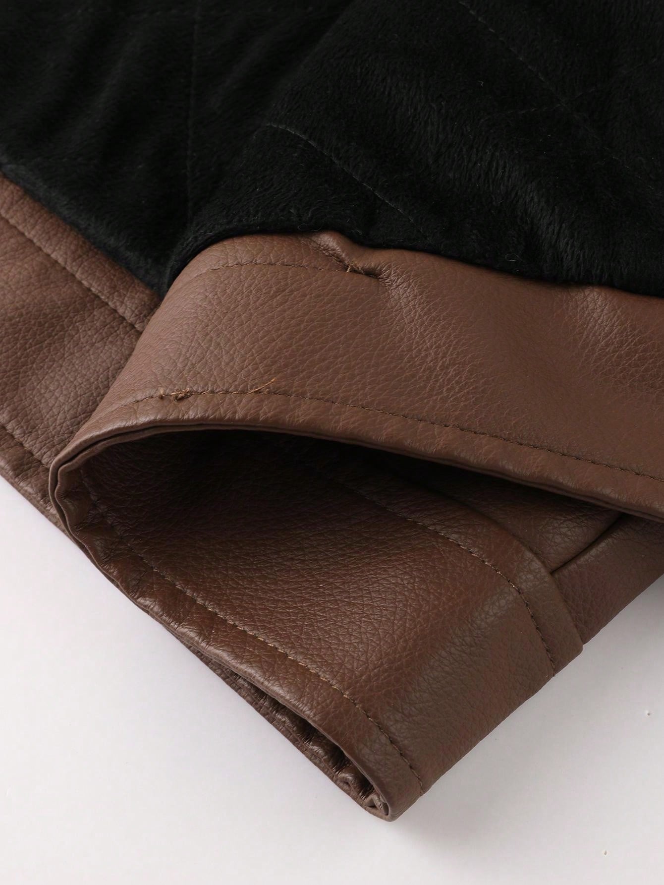 LEDUNTINO Men Fashion Zip Up Casual Outdoor Thick Fleece Biker Leather Jacket, Sports, Solid, Bomber,Boyfriend Gift, Men's Winter Fall Stand Collar,Motorcycle, Shoulder Texture, Windproof, Windbreaker Leather Jacket Spring Autumn Coat Men Coffee Brown
