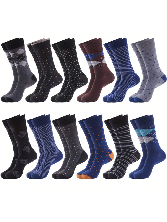 Mens 12 Pack Dress Socks - Premium Quality, Comfortable & Stylish, Assorted Colors Cool Collection