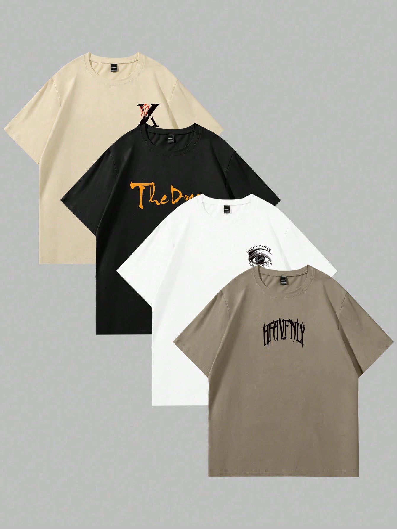 Manfinity Homme Men Casual Graphic And Letter Graphic Print Round Neck Short Sleeve T-Shirt, Summer, For Friends Multicolor
