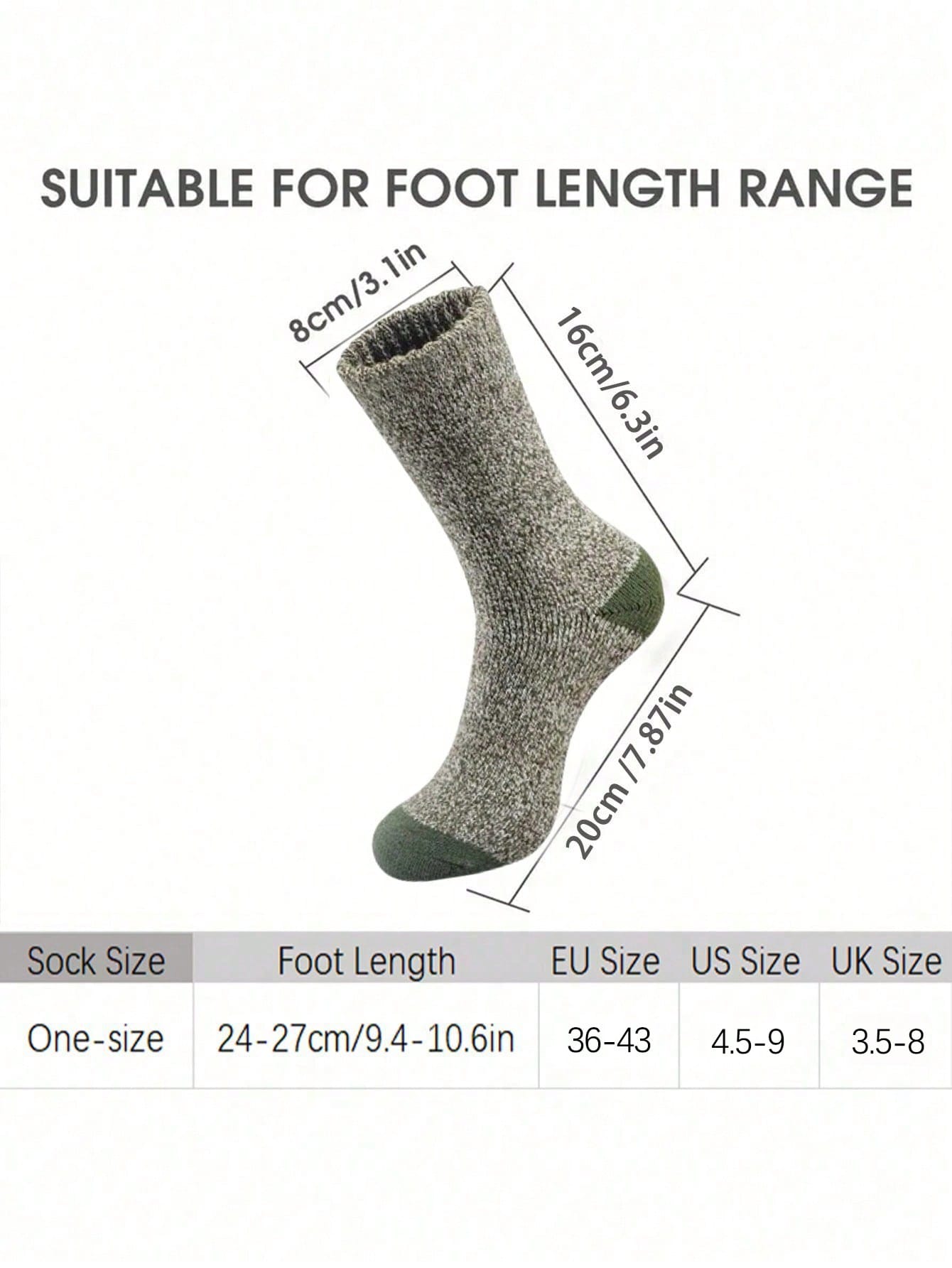5 Pairs Men's Warm Thermal Lined Thermal Socks, Thick Cushioned Mid-Calf Hiking Socks, Fit US Size 4.5-9 / UK Size 3.5-8 / EU Size 36-43, Winter Multicolor