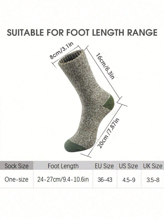 5 Pairs Men's Warm Thermal Lined Thermal Socks, Thick Cushioned Mid-Calf Hiking Socks, Fit US Size 4.5-9 / UK Size 3.5-8 / EU Size 36-43, Winter Multicolor
